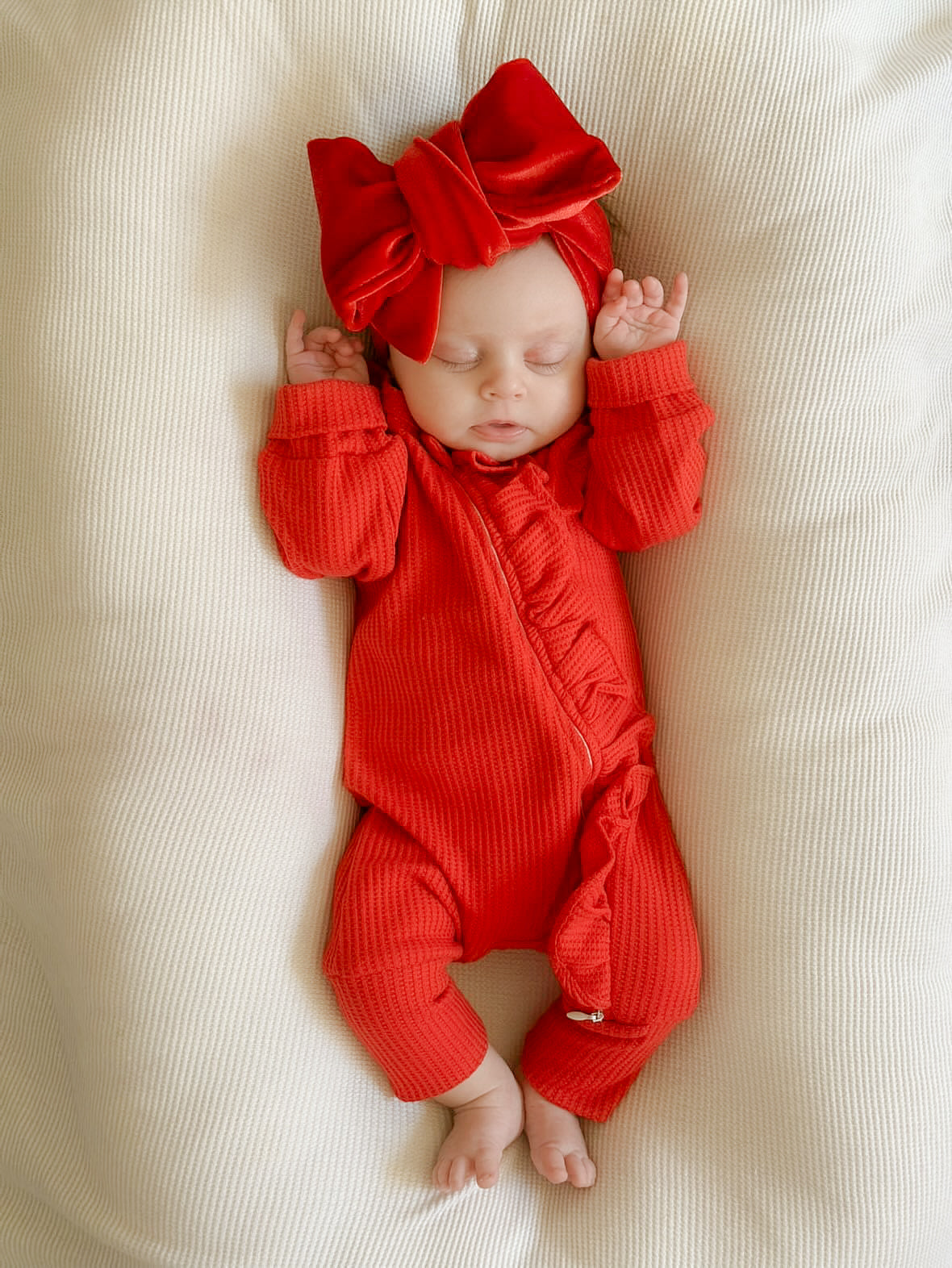 Crimson Waffle Romper