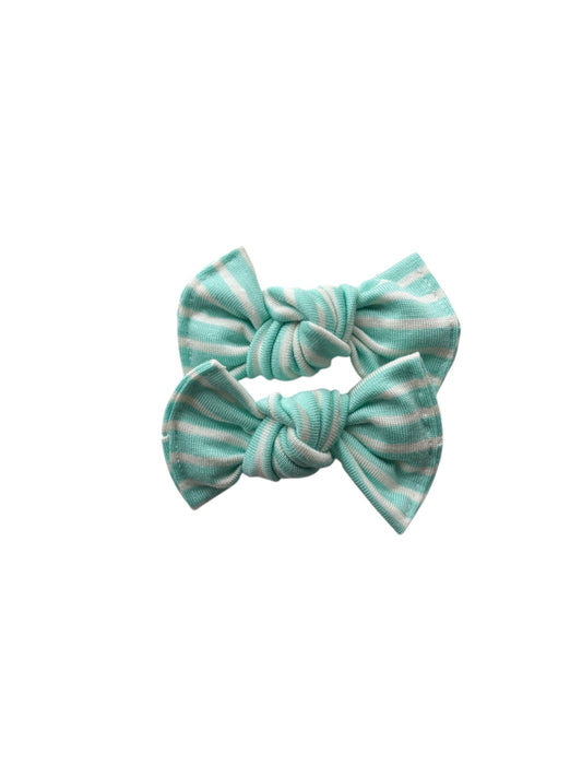 Teal Stripe Clips