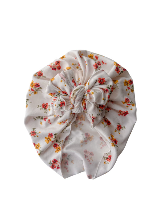 White Floral Turban