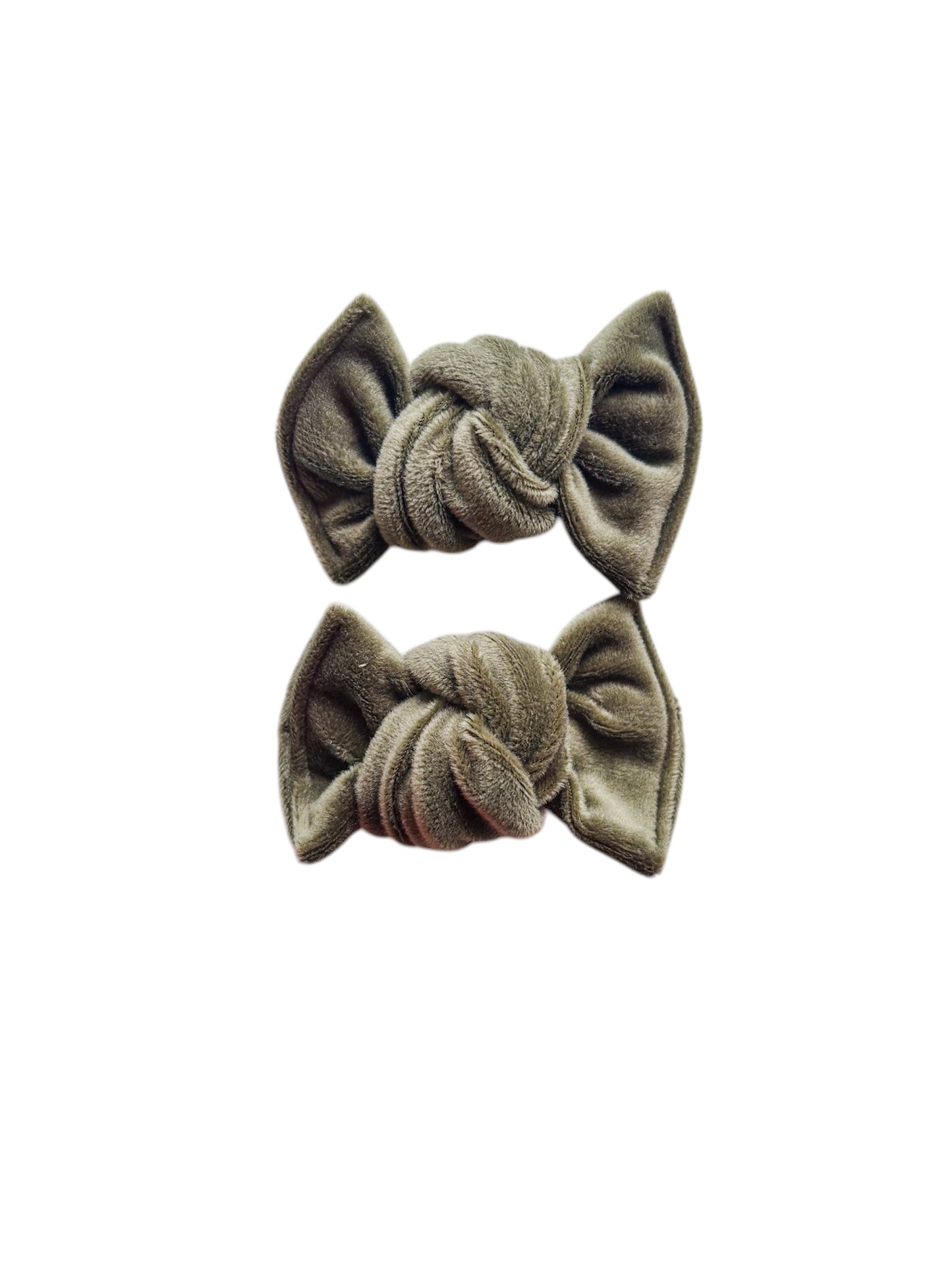 Velveteen olive clips