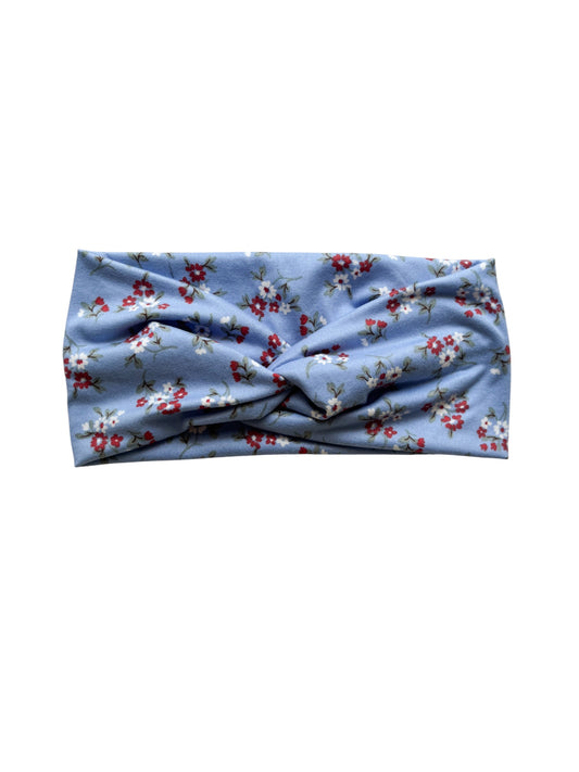 Blue Floral Twisted Headband